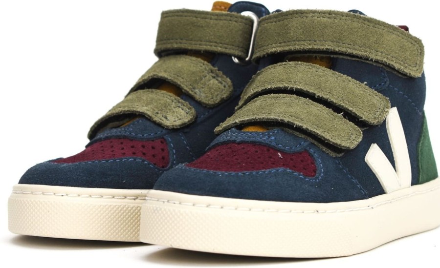 Kids Veja Sneakers | Veja V-10 Mid Sneaker Blue-Cyprus Blauw