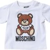 Kids Moschino Shirts | Moschino Moschino T-Shirt Bear Ricamo Newborn Wit