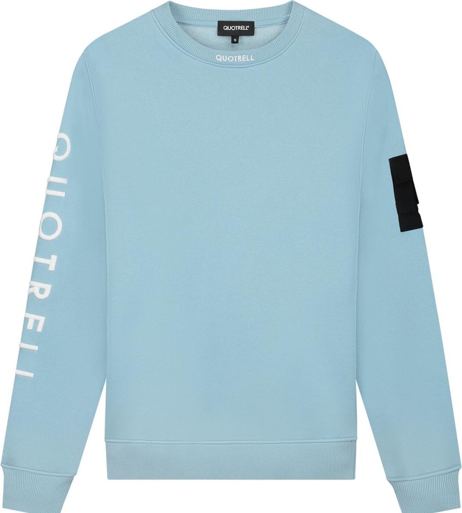 Heren Quotrell | Quotrell Dublin Crewneck | Light Blue/White Blauw