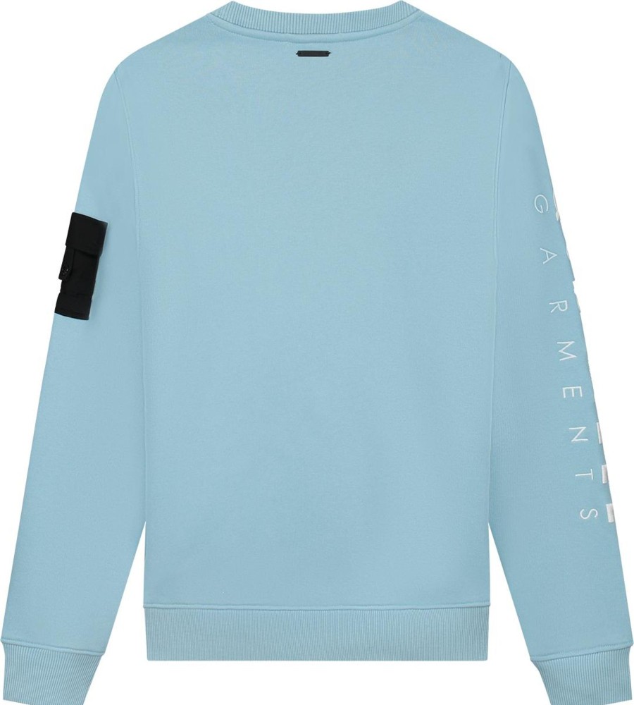 Heren Quotrell | Quotrell Dublin Crewneck | Light Blue/White Blauw