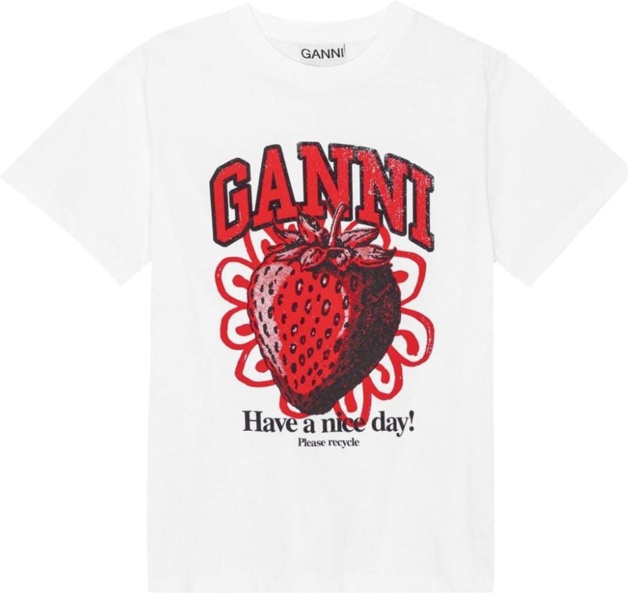 Dames Ganni | Ganni T-Shirts And Polos White Wit