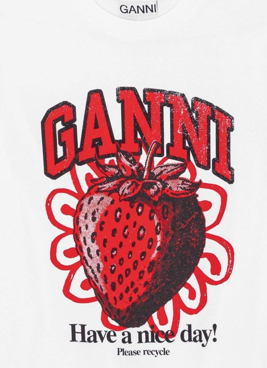 Dames Ganni | Ganni T-Shirts And Polos White Wit