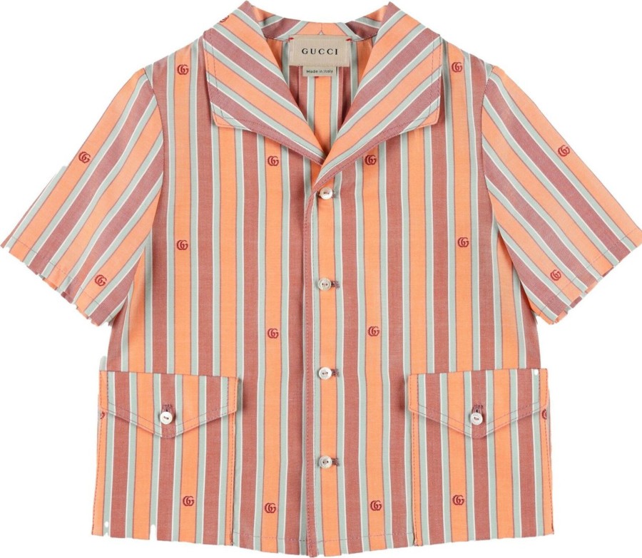 Kids Gucci Overhemden | Gucci Gg Striped Shirt Oranje