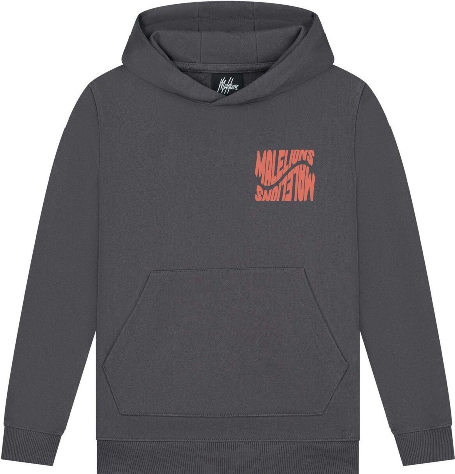 Kids Malelions Truien | Malelions Wave Graphic Hoodie - Iron Grey Grijs