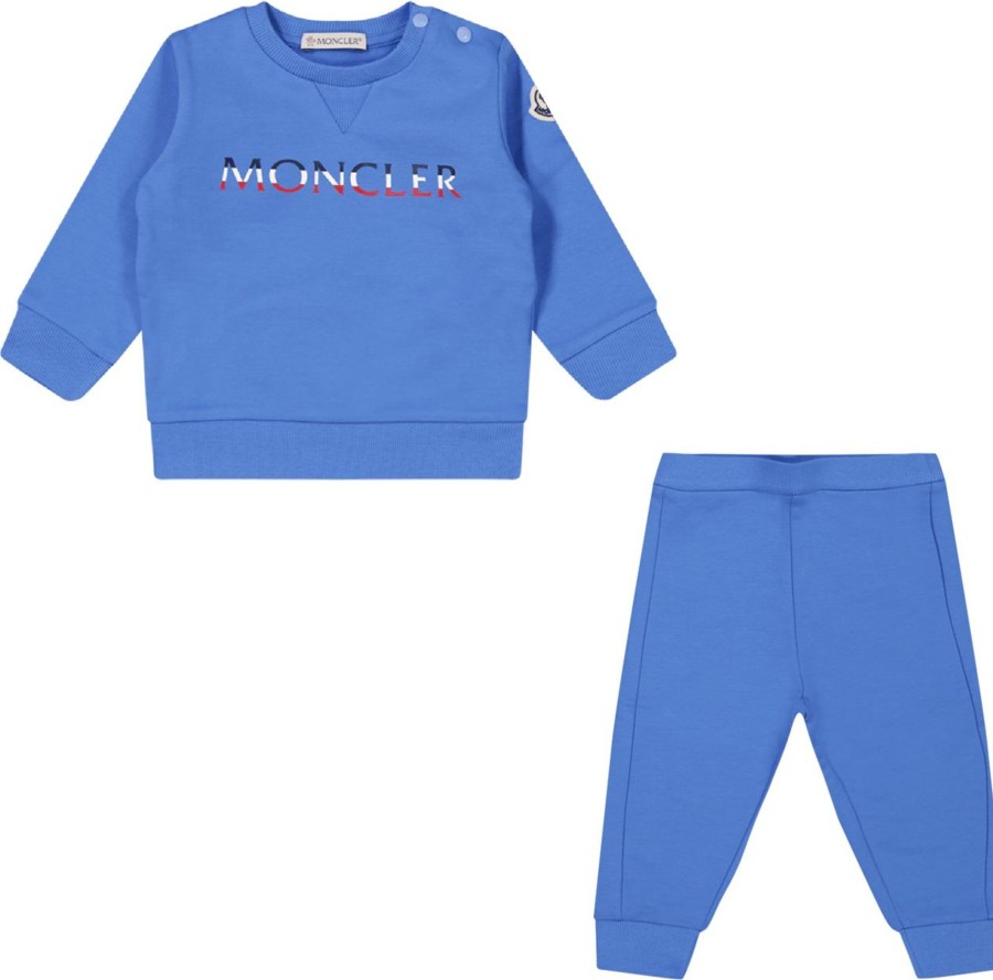 Kids Moncler Babypakjes | Moncler Moncler Baby Jongens Joggingpak Licht Blauw Blauw