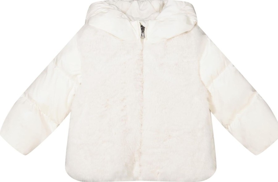 Kids Moncler Tassen | Moncler Moncler Baby Meisjes Jas Off White Wit