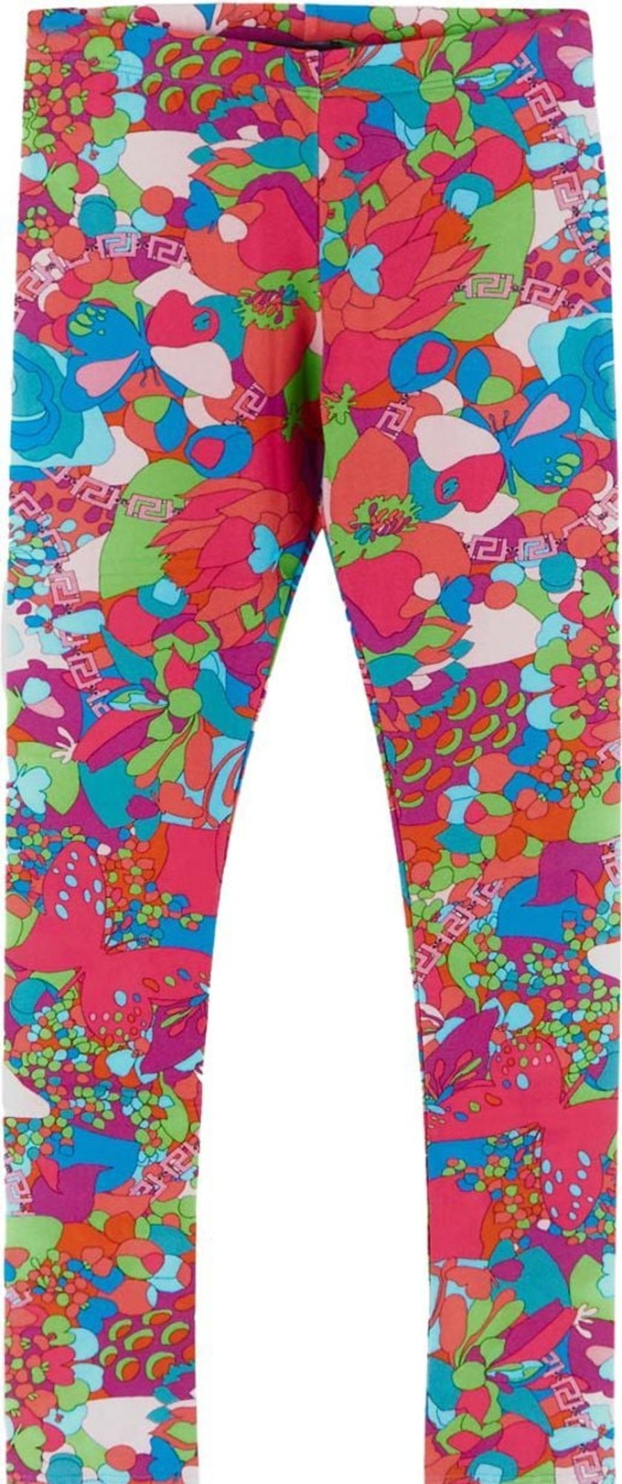 Kids Versace Broeken | Versace Flowers Greca Print Leggings Divers