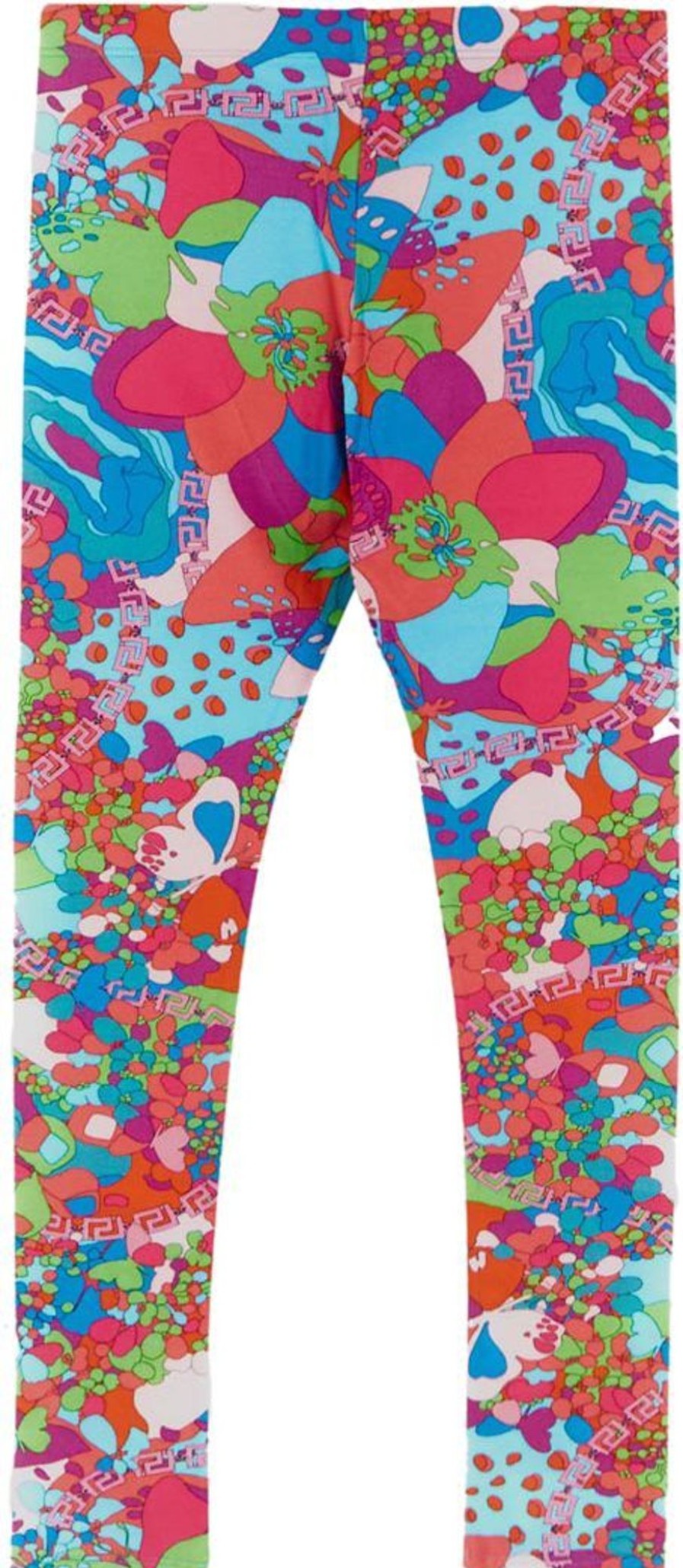 Kids Versace Broeken | Versace Flowers Greca Print Leggings Divers