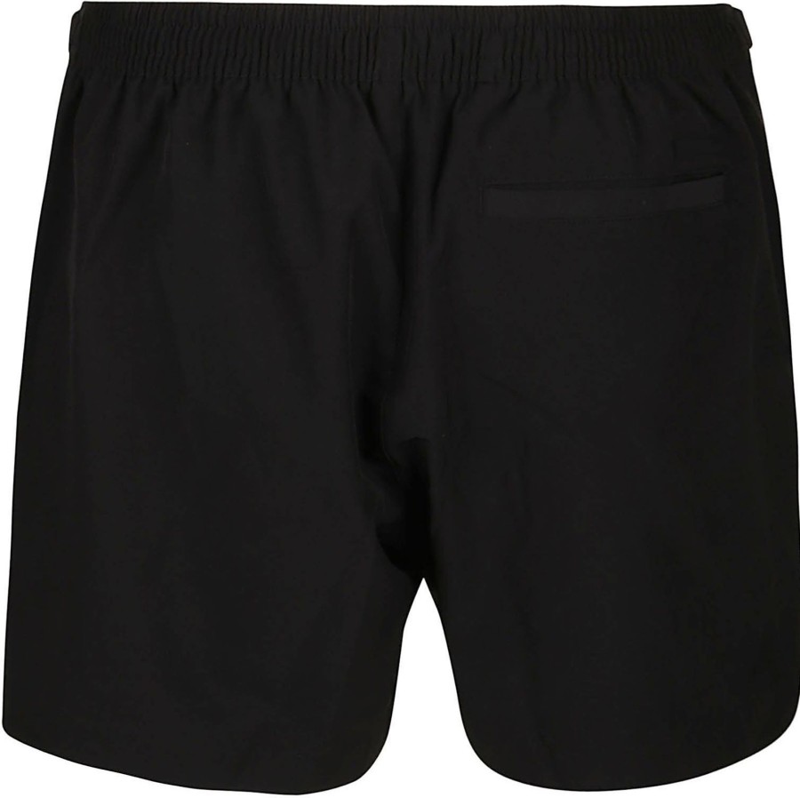 Heren Michael Kors | Michael Kors Solid Piped Swim Trunk Black Zwart