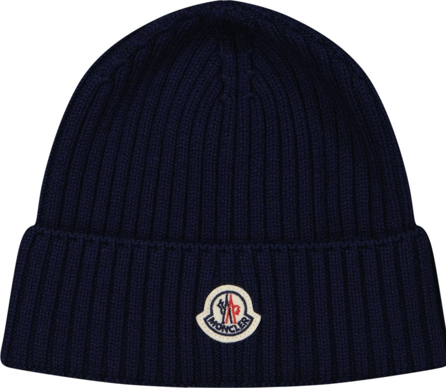 Kids Moncler Accessoires | Moncler Moncler Kinder Unisex Muts Navy Blauw