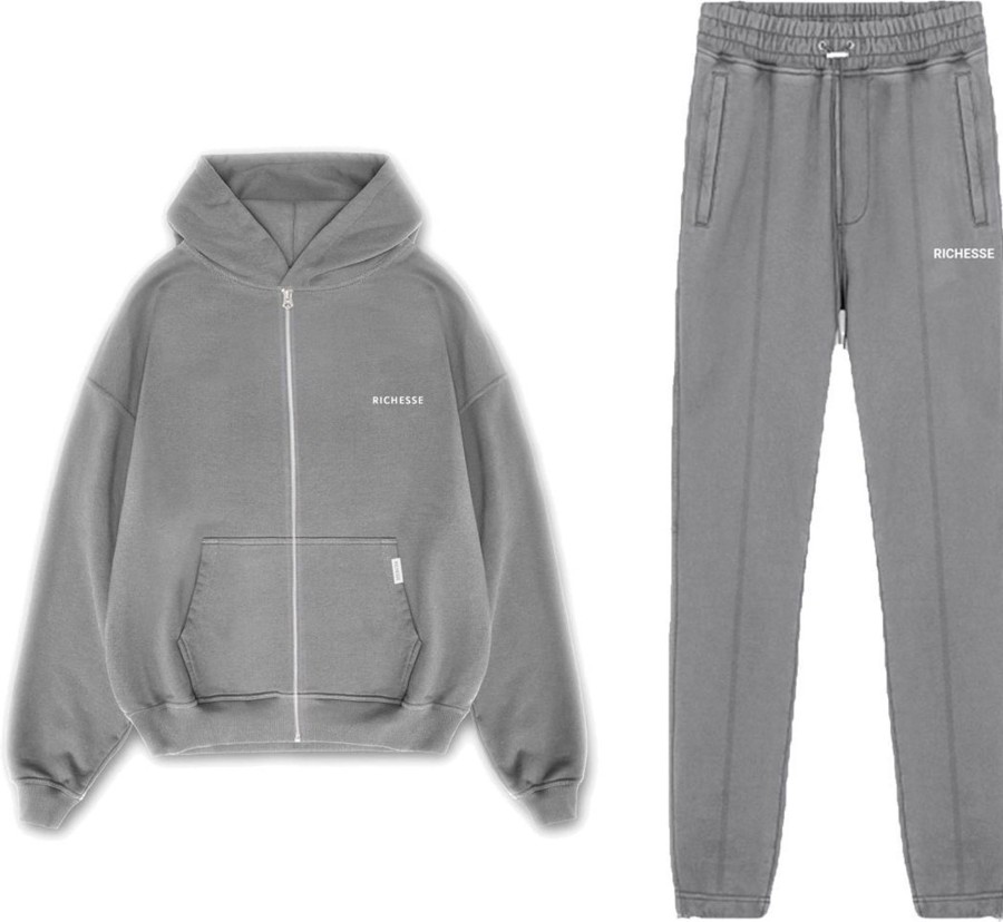 Heren Richesse | Richesse Zipper Hoodie Tracksuit Grijs Grijs