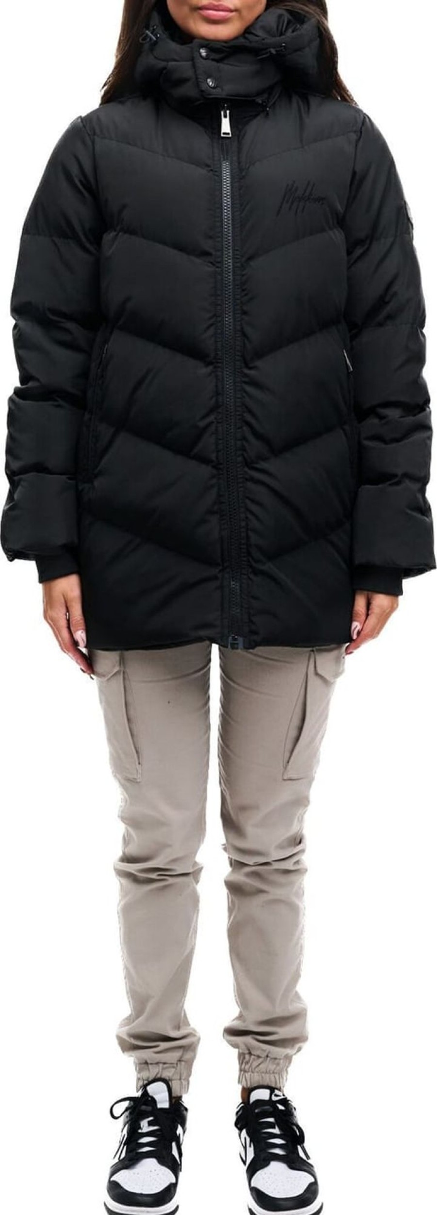 Dames Malelions | Malelions Signature Mid-Length Puffer - Black Zwart