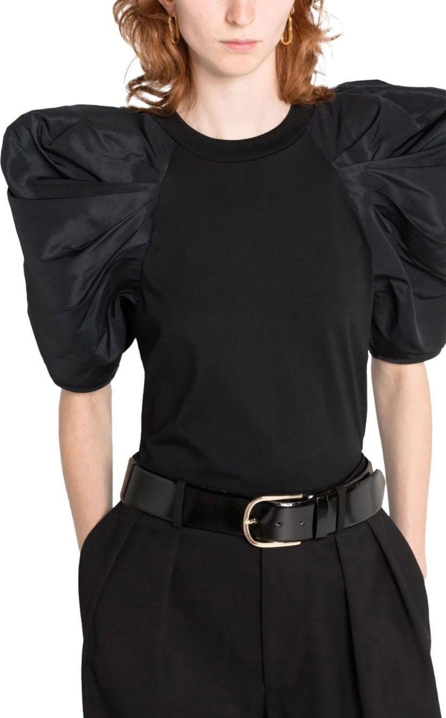 Dames Alexander McQueen | Alexander Mcqueen Puff-Sleeve T-Shirt Zwart