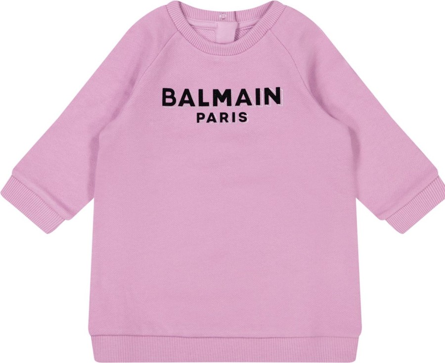 Kids Balmain Jurken | Balmain Balmain Baby Meisjes Jurkje Lila Paars