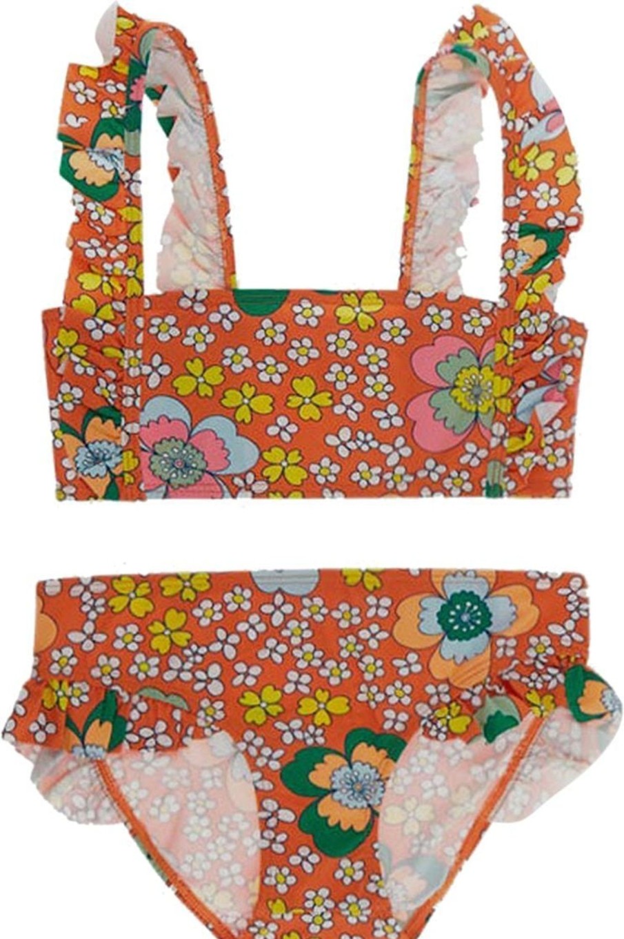 Kids Stella McCartney Badkleding | Stella Mccartney Flowers Print Bikini Oranje