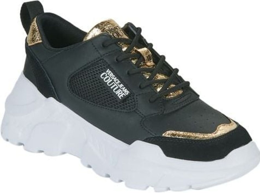 Dames Versace Jeans Couture | Versace Jeans Couture Versace Jeans Couture Fondo Speedtrack Sneakers Dames Zwart/Goud Goud