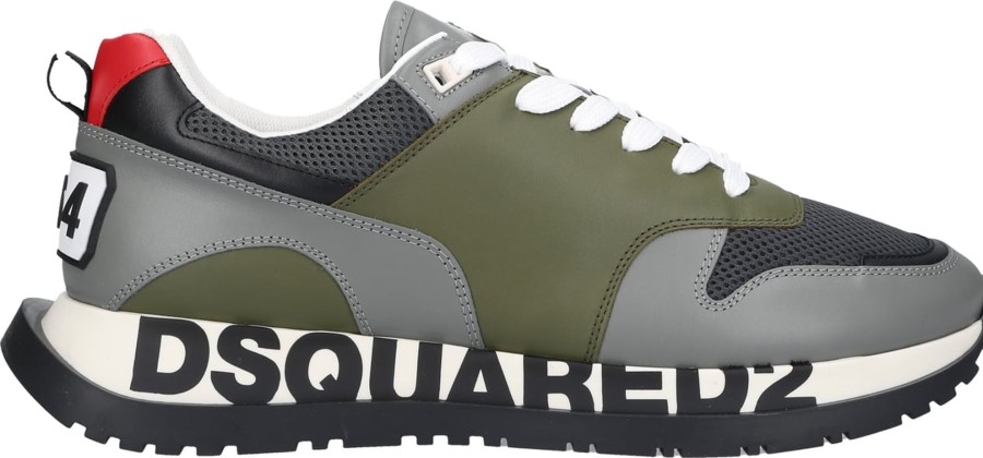 Heren Dsquared2 | Dsquared2 Sneaker Low Running Grau-Kombi Stinger Groen