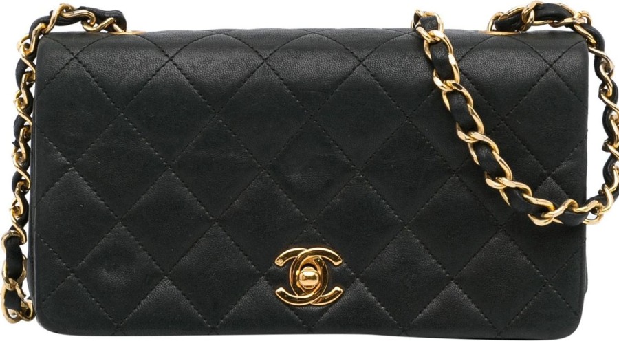 Dames Chanel | Chanel Cc Matelasse Lambskin Flap Crossbody Zwart