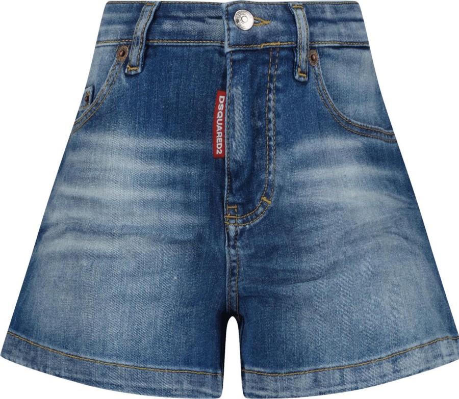 Kids Dsquared2 Shorts | Dsquared2 Dsquared2 Kinder Meisjes Shorts Jeans Blauw