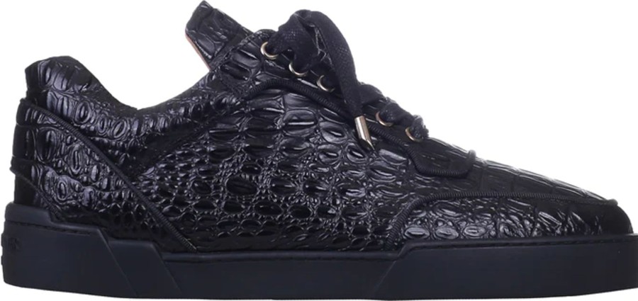 Heren Benjamin Berner | Benjamin Berner Bnj0115 Low Top Alligator Zwart