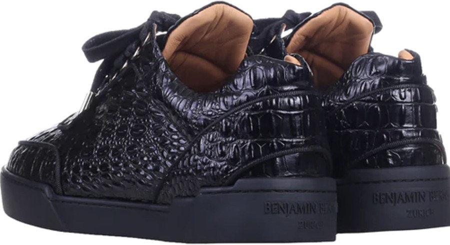 Heren Benjamin Berner | Benjamin Berner Bnj0115 Low Top Alligator Zwart