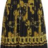 Dames Versace Jeans Couture | Versace Jeans Couture Chain Print Pleated Skirt Zwart