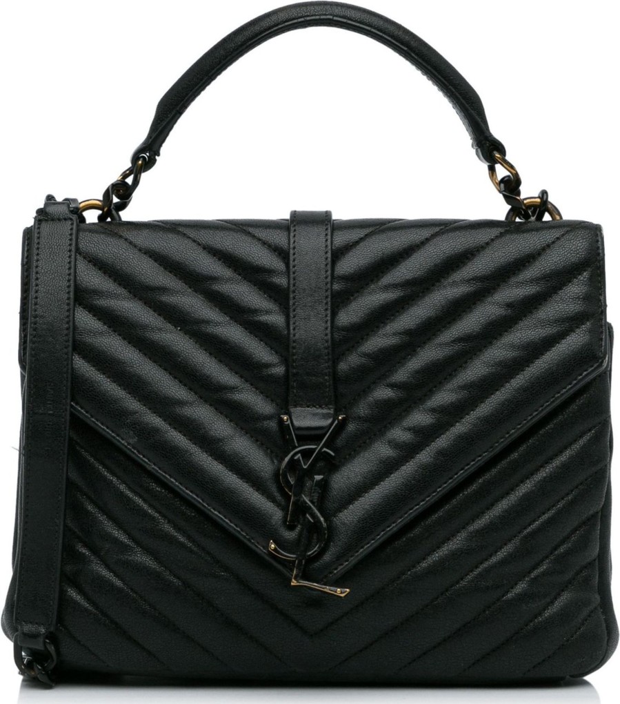 Dames Saint Laurent | Saint Laurent Small College Satchel Zwart