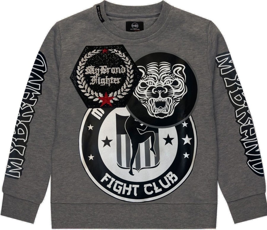 Kids My Brand Truien | My Brand Fighter Club Sweater Grijs