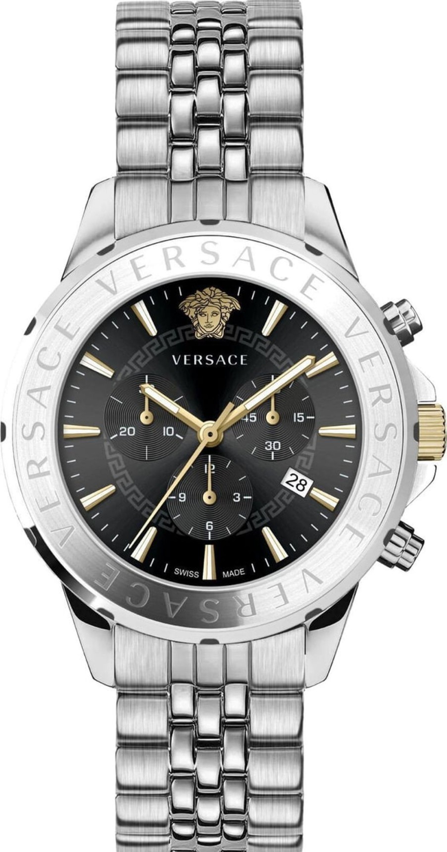 Heren Versace | Versace Vev601523 Chrono Signature Heren Horloge 44 Mm Zwart