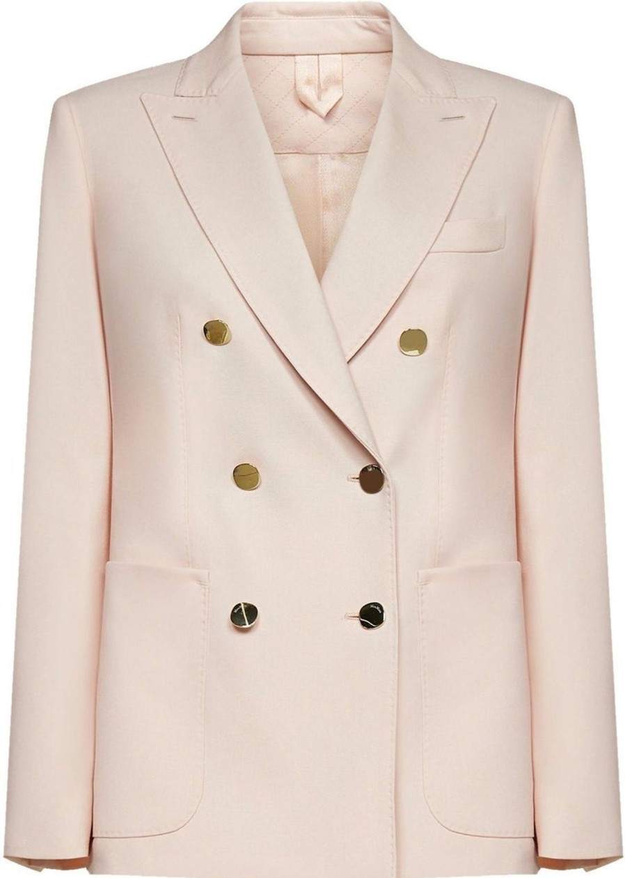 Dames Max Mara | Max Mara Max Mara Gin Wool Blazer Roze