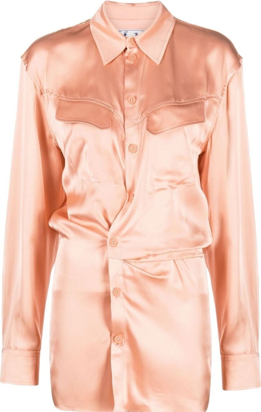 Dames OFF-WHITE | Off-White Toy Box Satin Twist Shirt Roze