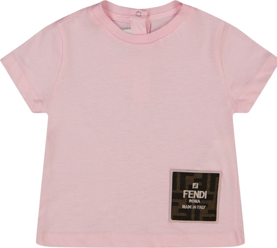 Kids Fendi Shirts | Fendi Fendi Baby Meisjes T-Shirt Licht Roze Roze