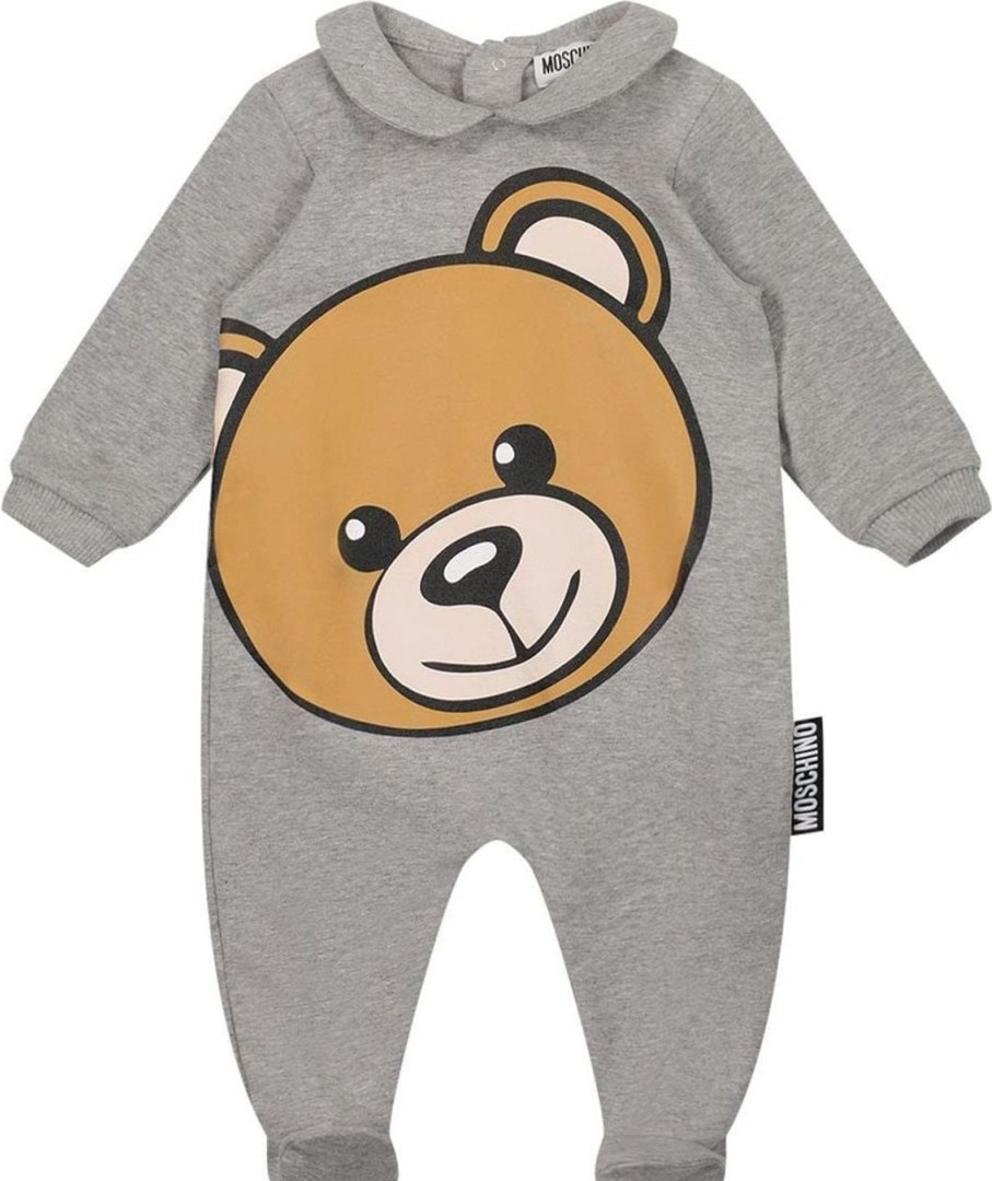 Kids Moschino Babypakjes | Moschino Moschino Baby Romper Suit Bear Grande Newborn Grijs