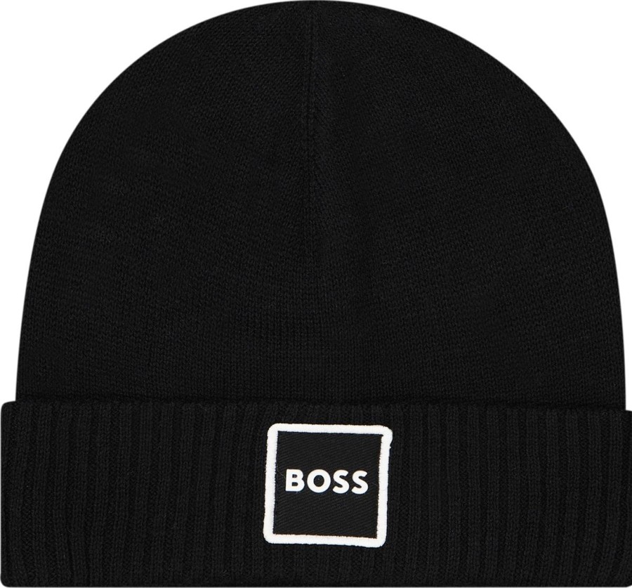 Kids Hugo Boss Accessoires | Hugo Boss Boss Baby Jongens Muts Zwart Zwart