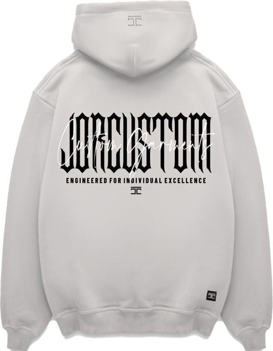 Heren JORCUSTOM | Jorcustom Excellence Zipped Hoodie Lightgrey Grijs