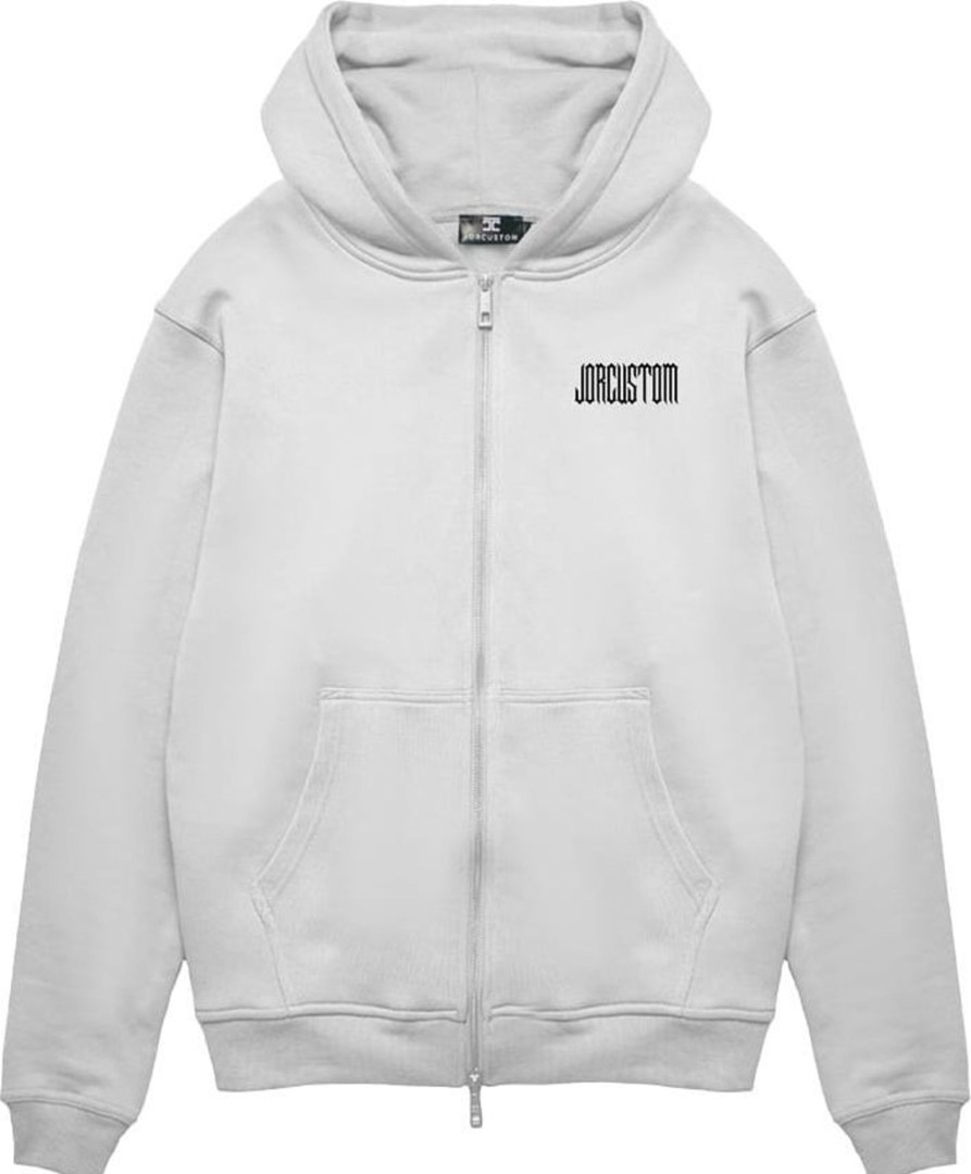 Heren JORCUSTOM | Jorcustom Excellence Zipped Hoodie Lightgrey Grijs