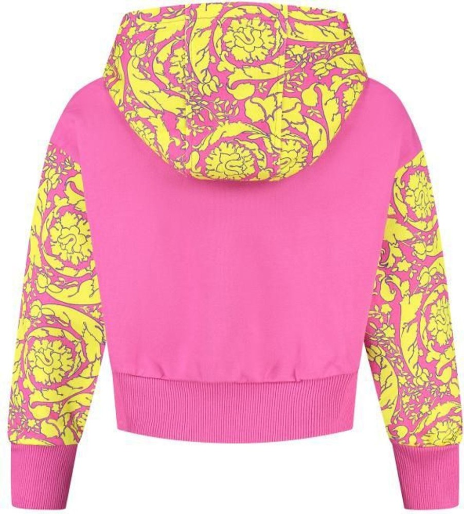 Kids Versace Truien | Versace Sweatshirt Fleece + Logo Print + Fleece Barocco Silhouette Roze