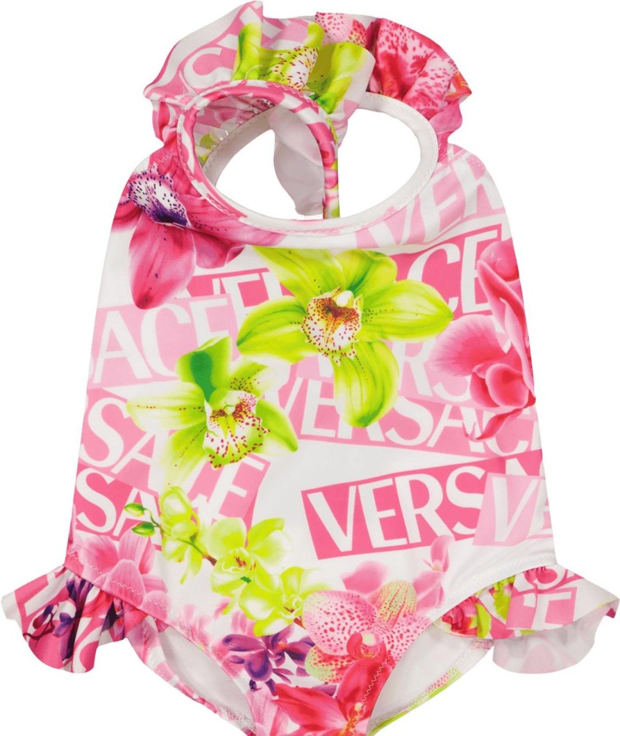 Kids Versace Badkleding | Versace Versace Baby Meisjes Badkleding Wit Wit