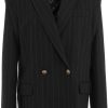 Dames Versace | Versace Pinstripe Blazer In Wool Zwart