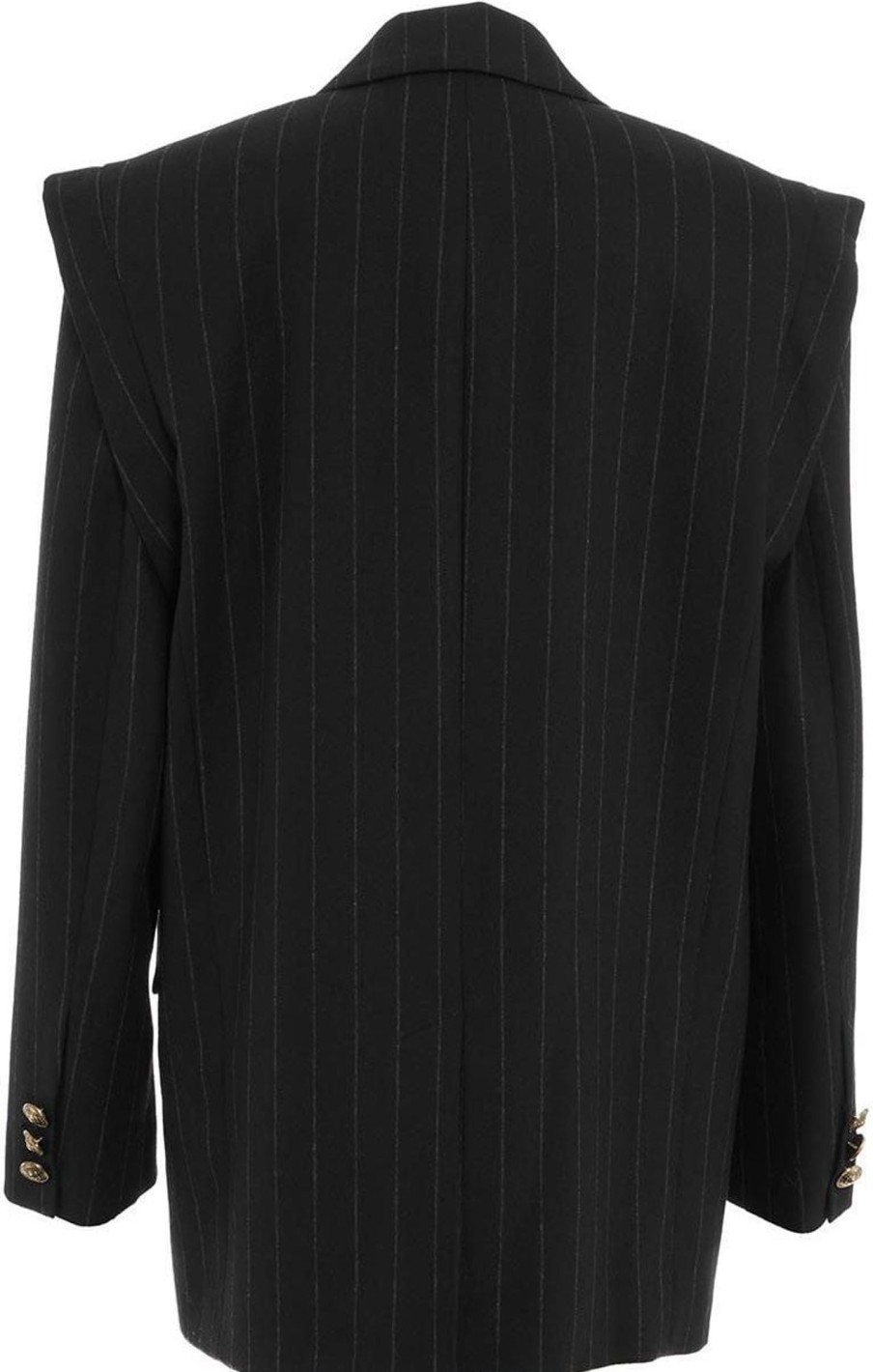 Dames Versace | Versace Pinstripe Blazer In Wool Zwart