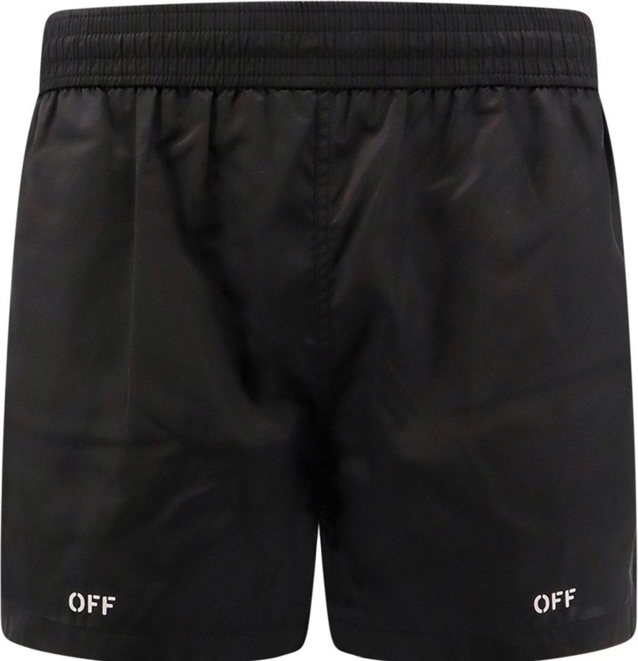 Heren OFF-WHITE | Off-White Nylon Swim Trunk With Off Print Zwart