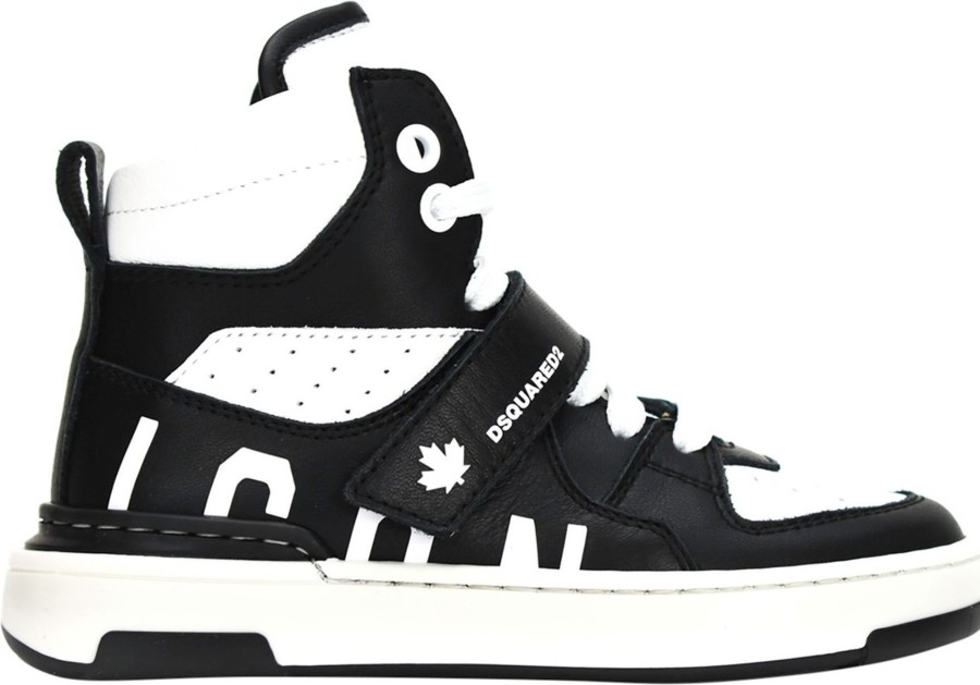 Kids Dsquared2 Schoenen | Dsquared2 Icon Hi Top Sneaker Zwart Zwart