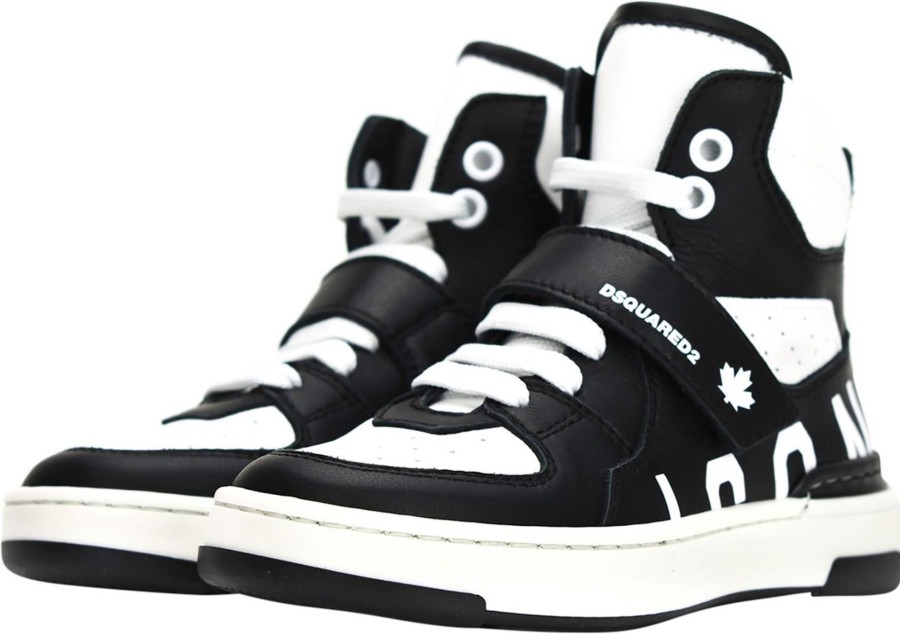 Kids Dsquared2 Schoenen | Dsquared2 Icon Hi Top Sneaker Zwart Zwart