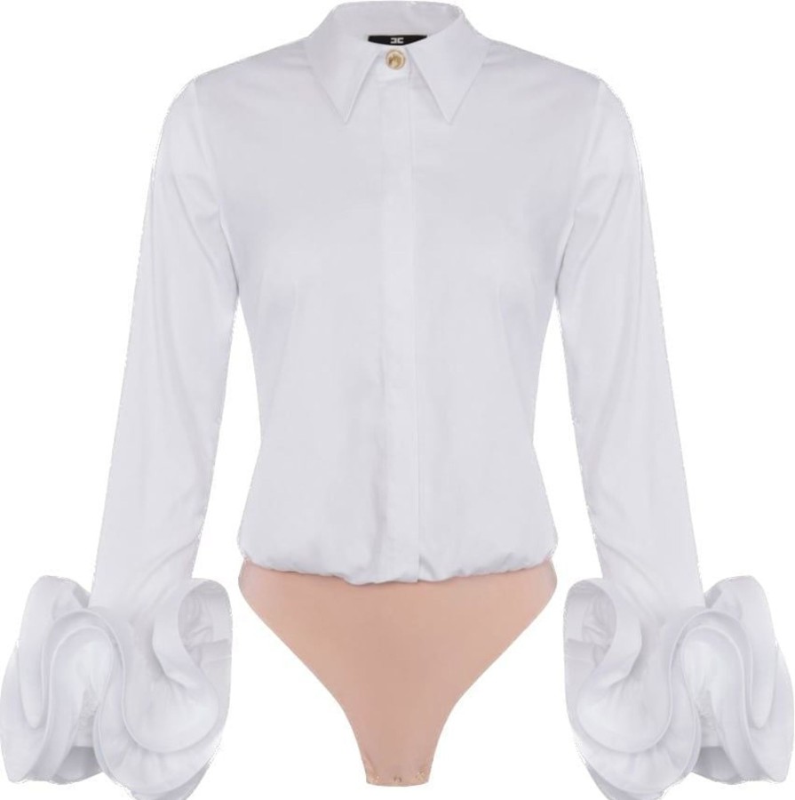 Dames Elisabetta Franchi | Elisabetta Franchi Bodyblouse Avorio Wit