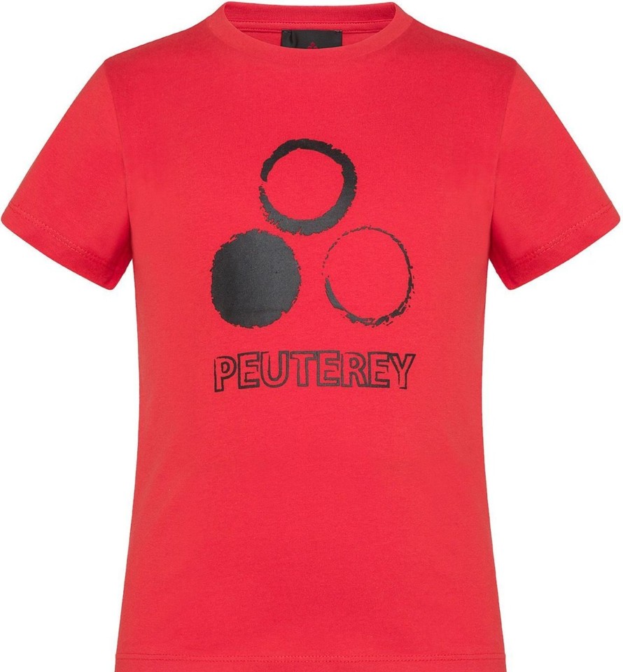 Kids Peuterey Tops | Peuterey Carpinus S6 Kid - T-Shirt Met Gedrukt Logo Op De Voorkant Rood