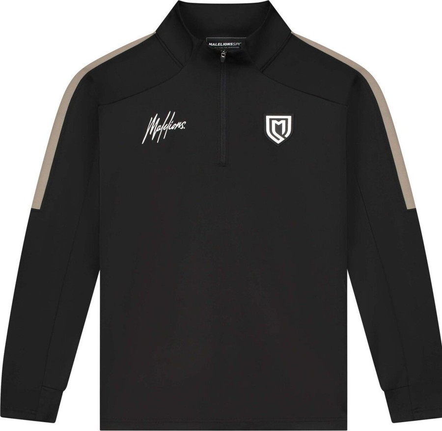 Heren Malelions | Malelions Sport Fielder Quarterzip - Black/Ro Zwart