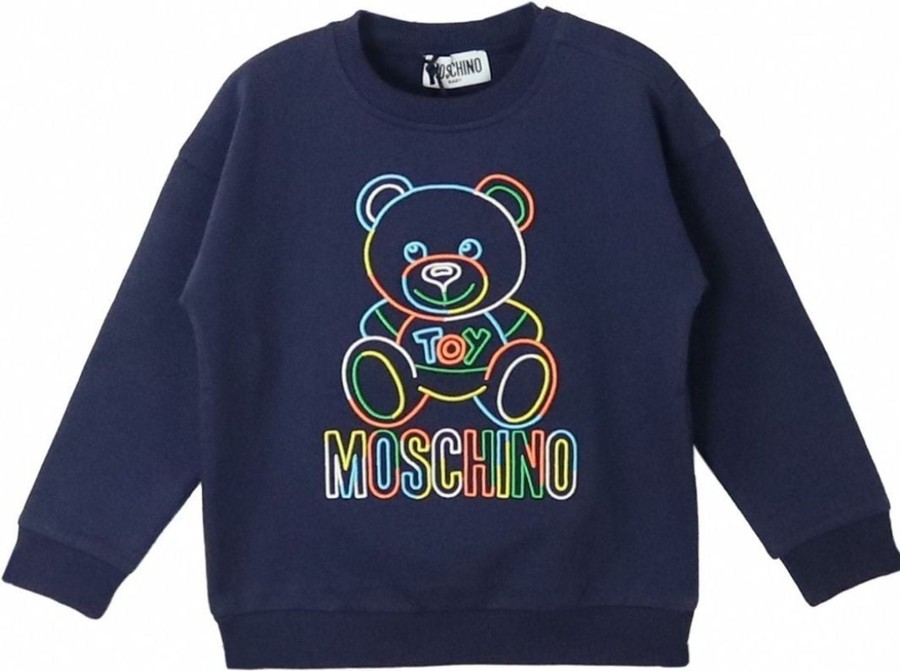 Kids Moschino Truien | Moschino Moschino Sweater Bear Multicolor Newborn Blauw