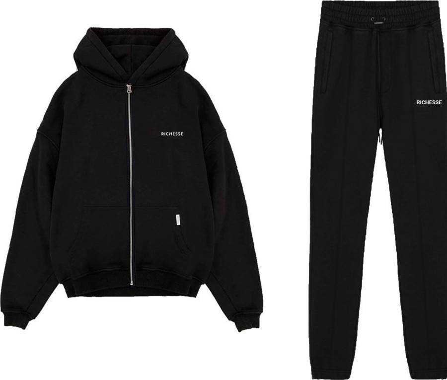 Heren Richesse | Richesse Zipper Hoodie Tracksuit Zwart Zwart