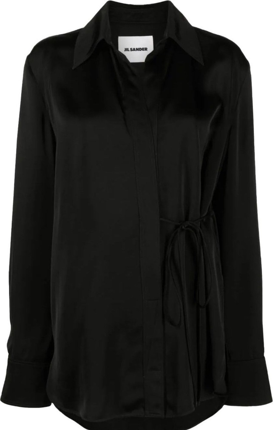 Dames Jil Sander | Jil Sander Tie-Fastening Wrap Shirt Zwart