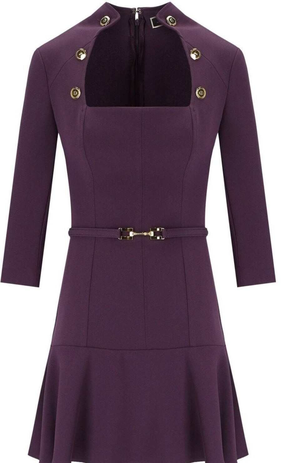 Dames Elisabetta Franchi | Elisabetta Franchi Purple Dress With Buttons Purple Paars